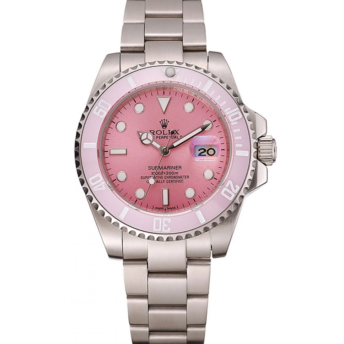 Aaa replica watch Swiss Bezel Bracelet 1453980 Pink Submariner Stainless Dial Rolex Pink Steel 0728
